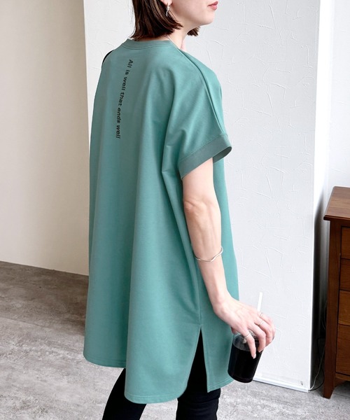 reca（レカ）の「バックロゴプリントワイドチュニックTシャツ（Tシャツ/カットソー・レディース・マスタード/アイボリー/チャコールグレー/グリーン系その他/オフホワイト/ピンク/ターコイズブルー・FREE）」の21枚目の写真