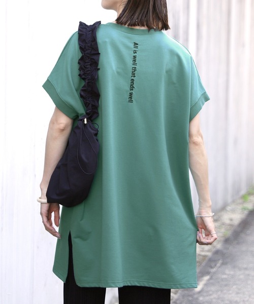 reca（レカ）の「バックロゴプリントワイドチュニックTシャツ（Tシャツ/カットソー・レディース・マスタード/アイボリー/チャコールグレー/グリーン系その他/オフホワイト/ピンク/ターコイズブルー・FREE）」の22枚目の写真