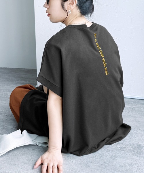 reca(レカ)の「バックロゴプリントワイドチュニックTシャツ(Tシャツ/カットソー・レディース・マスタード/アイボリー/チャコールグレー/グリーン系その他/オフホワイト/ピンク/ターコイズブルー/インディゴブルー・FREE)」の22枚目の写真