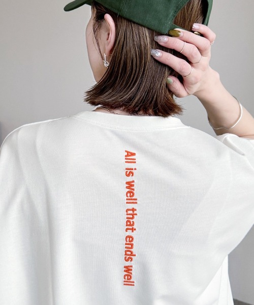 reca（レカ）の「バックロゴプリントワイドチュニックTシャツ（Tシャツ/カットソー・レディース・マスタード/アイボリー/チャコールグレー/グリーン系その他/オフホワイト/ピンク/ターコイズブルー/インディゴブルー・FREE）」の22枚目の写真