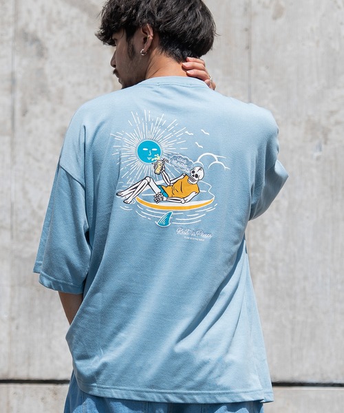 SILVER BULLET(シルバーバレット)の「『CavariA/キャバリア』CILLSKULプリント刺繍TEE(Tシャツ/カットソー・メンズ・サックスブルー/ブラック/ホワイト・L/M)」の6枚目の写真