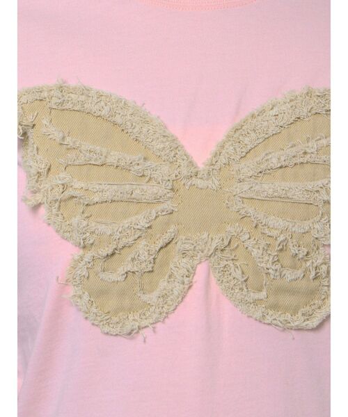 jouetie（ジュエティ）の「バタフライドッキング Tシャツ（Tシャツ/カットソー・レディース・ブラック/オフホワイト/ピンク・MEDIUM）」の6枚目の写真