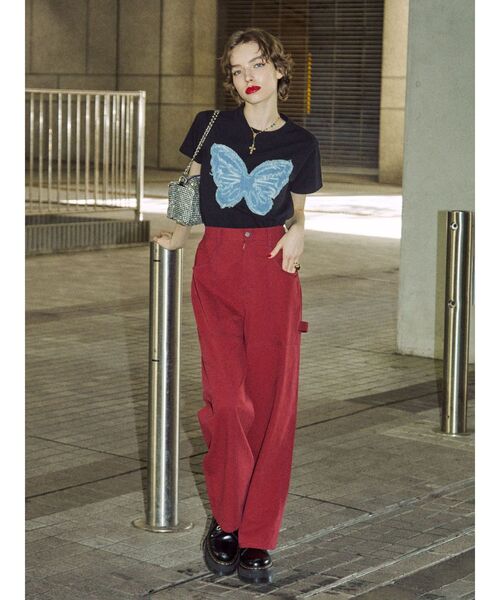 jouetie（ジュエティ）の「バタフライドッキング Tシャツ（Tシャツ/カットソー・レディース・ブラック/オフホワイト/ピンク・MEDIUM）」の18枚目の写真