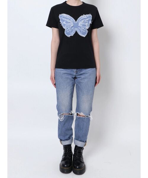 jouetie（ジュエティ）の「バタフライドッキング Tシャツ（Tシャツ/カットソー・レディース・ブラック/オフホワイト/ピンク・MEDIUM）」の19枚目の写真