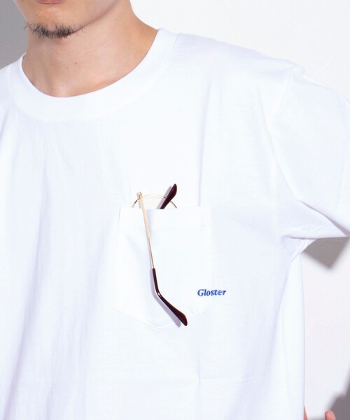 GLOSTER（グロスター）の「【GLOSTER/グロスター】ミニロゴ刺繍 クルーネックTシャツ ポケT ワンポイント（Tシャツ/カットソー・メンズ・杢グレー/ネイビー/ブラック/ホワイト・S/M/L）」の2枚目の写真