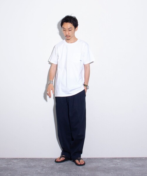 GLOSTER（グロスター）の「【GLOSTER/グロスター】ミニロゴ刺繍 クルーネックTシャツ ポケT ワンポイント（Tシャツ/カットソー・メンズ・杢グレー/ネイビー/ブラック/ホワイト・S/M/L）」の9枚目の写真