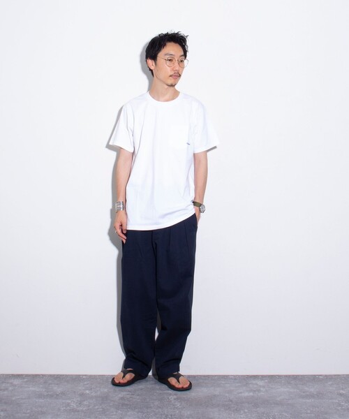 GLOSTER（グロスター）の「【GLOSTER/グロスター】ミニロゴ刺繍 クルーネックTシャツ ポケT ワンポイント（Tシャツ/カットソー・メンズ・杢グレー/ネイビー/ブラック/ホワイト・S/M/L）」の21枚目の写真