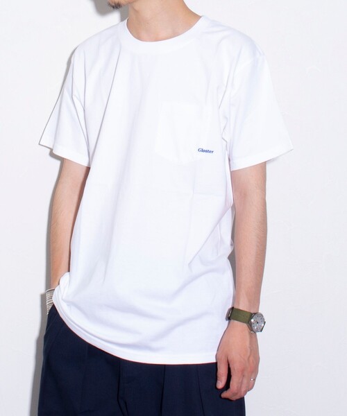 GLOSTER（グロスター）の「【GLOSTER/グロスター】ミニロゴ刺繍 クルーネックTシャツ ポケT ワンポイント（Tシャツ/カットソー・メンズ・杢グレー/ネイビー/ブラック/ホワイト・S/M/L）」の13枚目の写真