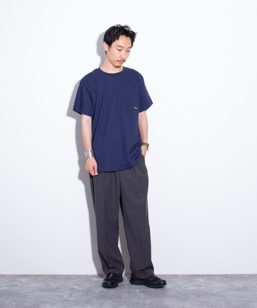 GLOSTER（グロスター）の「【GLOSTER/グロスター】ミニロゴ刺繍 クルーネックTシャツ ポケT ワンポイント（Tシャツ/カットソー・メンズ・杢グレー/ネイビー/ブラック/ホワイト・S/M/L）」の11枚目の写真