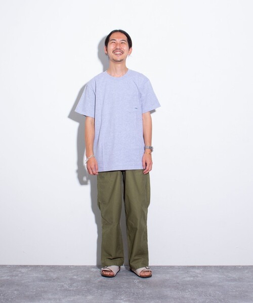 GLOSTER（グロスター）の「【GLOSTER/グロスター】ミニロゴ刺繍 クルーネックTシャツ ポケT ワンポイント（Tシャツ/カットソー・メンズ・杢グレー/ネイビー/ブラック/ホワイト・S/M/L）」の12枚目の写真