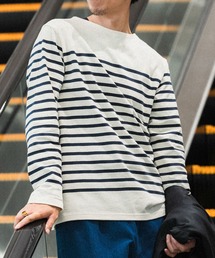 パネルボーダー天竺ロングスリーブバスクシャツ