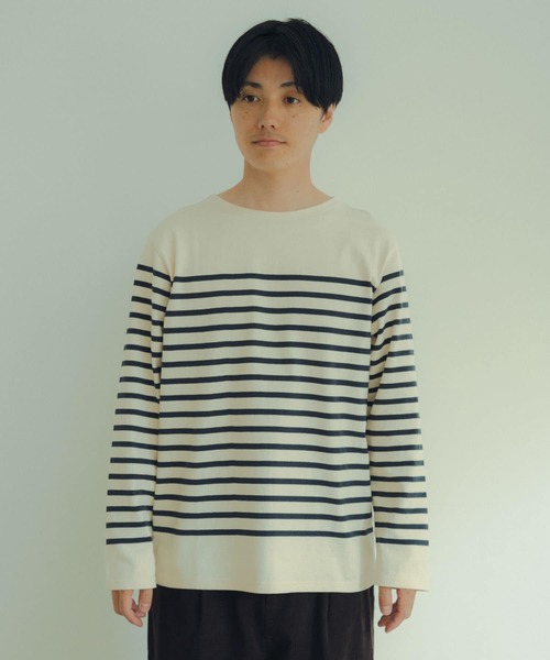 ITEMS URBANRESEARCH（アイテムズ アーバンリサーチ）の「パネルボーダー天竺ロングスリーブバスクシャツ（Tシャツ/カットソー・メンズ・ネイビー/オフホワイト/ホワイト系その他・LARGE/MEDIUM）」の22枚目の写真