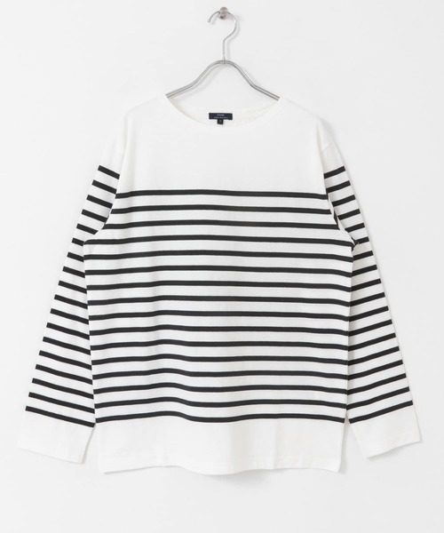 ITEMS URBANRESEARCH（アイテムズ アーバンリサーチ）の「パネルボーダー天竺ロングスリーブバスクシャツ（Tシャツ/カットソー・メンズ・ネイビー/オフホワイト/ホワイト系その他・LARGE/MEDIUM）」の14枚目の写真