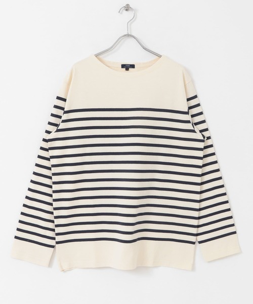 ITEMS URBANRESEARCH（アイテムズ アーバンリサーチ）の「パネルボーダー天竺ロングスリーブバスクシャツ（Tシャツ/カットソー・メンズ・ネイビー/オフホワイト/ホワイト系その他・LARGE/MEDIUM）」の16枚目の写真