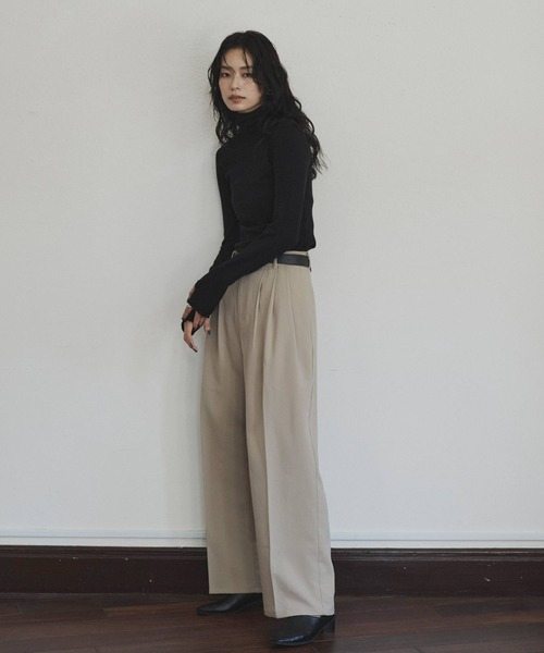 hellam（へラム）の「ワイドタックパンツ（入荷禁止）（スラックス・レディース・ブラウン/アイボリー/グレイッシュベージュ/チャコールグレー/ブラック・MEDIUM/LARGE/SMALL）」の11枚目の写真