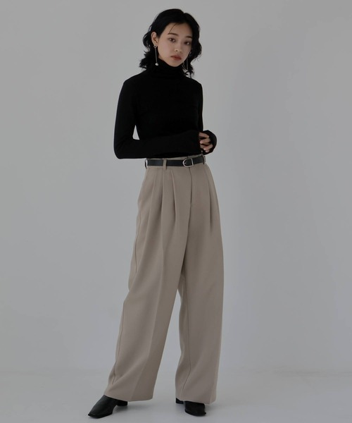 hellam（へラム）の「ワイドタックパンツ（入荷禁止）（スラックス・レディース・ブラウン/アイボリー/グレイッシュベージュ/チャコールグレー/ブラック・MEDIUM/LARGE/SMALL）」の16枚目の写真