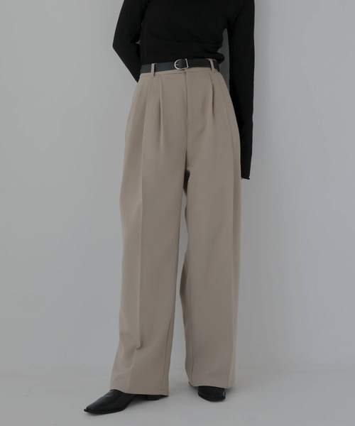 hellam（へラム）の「ワイドタックパンツ（入荷禁止）（スラックス・レディース・ブラウン/アイボリー/グレイッシュベージュ/チャコールグレー/ブラック・MEDIUM/LARGE/SMALL）」の18枚目の写真