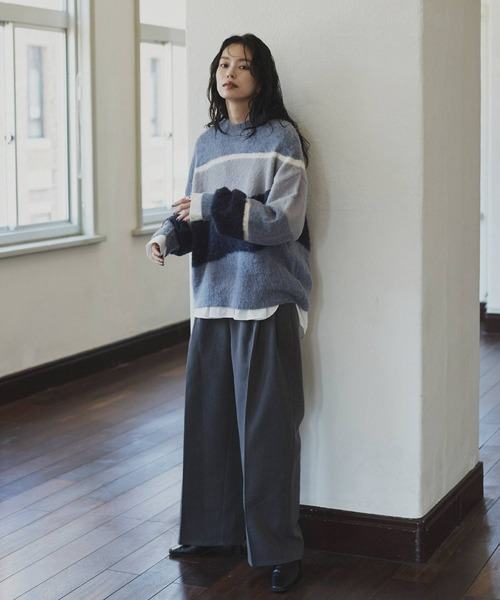 hellam（へラム）の「ワイドタックパンツ（入荷禁止）（スラックス・レディース・ブラウン/アイボリー/グレイッシュベージュ/チャコールグレー/ブラック・MEDIUM/LARGE/SMALL）」の6枚目の写真