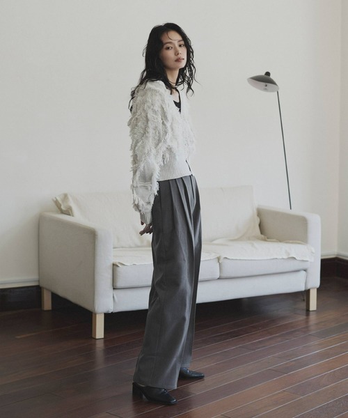 hellam（へラム）の「ワイドタックパンツ（入荷禁止）（スラックス・レディース・ブラウン/アイボリー/グレイッシュベージュ/チャコールグレー/ブラック・MEDIUM/LARGE/SMALL）」の7枚目の写真