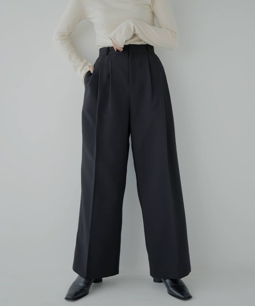 hellam（へラム）の「ワイドタックパンツ（入荷禁止）（スラックス・レディース・ブラウン/アイボリー/グレイッシュベージュ/チャコールグレー/ブラック・MEDIUM/LARGE/SMALL）」の22枚目の写真