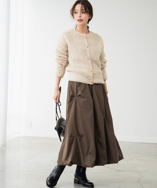 ELFRANK(エルフランク)の「ループ編みニットブルゾン/カーディガン(カーディガン/ボレロ・レディース・ブラック/モカ/ライトベージュ・FREE)」の8枚目の写真
