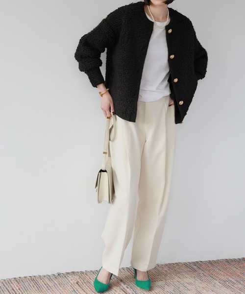 ループ編みニットブルゾン/カーディガン（カーディガン/ボレロ