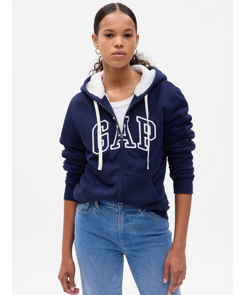 GAP（ギャップ）の「GAPロゴ 裏ボア ジップアップ パーカー（パーカー
