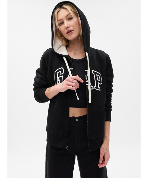 GAP（ギャップ）の「GAPロゴ 裏ボア ジップアップ パーカー（パーカー 