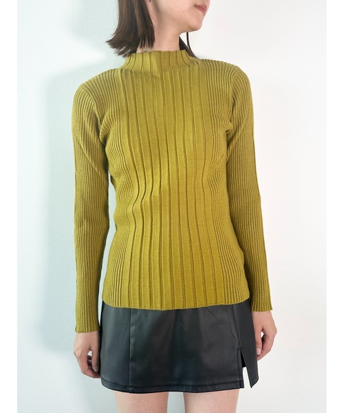 CECIL McBEE（セシルマクビー）の「ランダムリブニットトップス（ニット/セーター・レディース・ブラック/アイボリー/ブルー/グレー/イエロー・MEDIUM）」の5枚目の写真