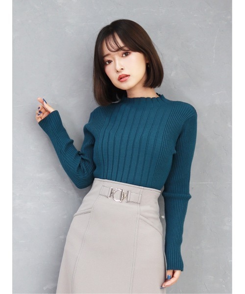 CECIL McBEE（セシルマクビー）の「ランダムリブニットトップス（ニット/セーター・レディース・ブラック/アイボリー/ブルー/グレー/イエロー・MEDIUM）」の4枚目の写真