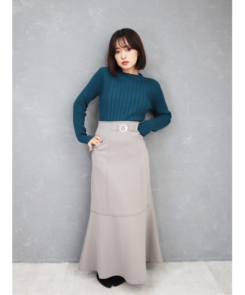 CECIL McBEE（セシルマクビー）の「ランダムリブニットトップス（ニット/セーター・レディース・ブラック/アイボリー/ブルー/グレー/イエロー・MEDIUM）」の7枚目の写真