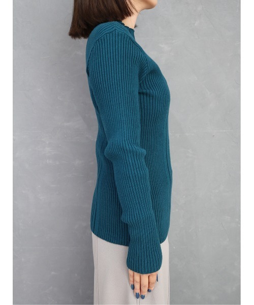 CECIL McBEE（セシルマクビー）の「ランダムリブニットトップス（ニット/セーター・レディース・ブラック/アイボリー/ブルー/グレー/イエロー・MEDIUM）」の9枚目の写真