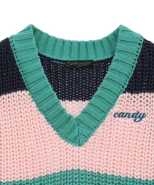 Candy Stripper(キャンディストリッパー)の「MULTI BORDER KNIT ベスト(ベスト・レディース・ピンク/ライトグリーン/ブルー・2)」の21枚目の写真