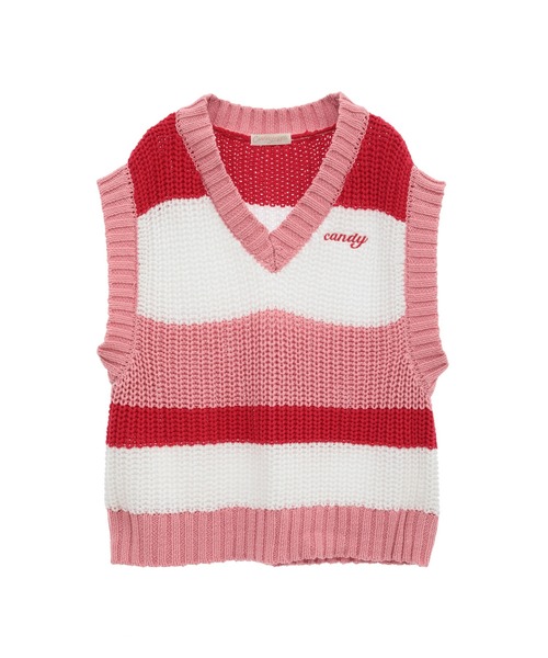 Candy Stripper(キャンディストリッパー)の「MULTI BORDER KNIT ベスト(ベスト・レディース・ピンク/ライトグリーン/ブルー・2)」の19枚目の写真