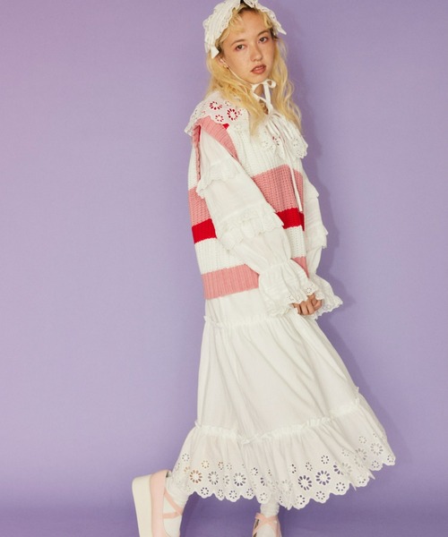 Candy Stripper(キャンディストリッパー)の「MULTI BORDER KNIT ベスト(ベスト・レディース・ピンク/ライトグリーン/ブルー・2)」の9枚目の写真