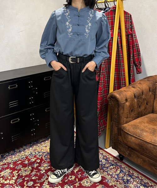 kutir（クティール）の「刺繍チャイナブラウス（シャツ/ブラウス・レディース・サックスブルー/オフホワイト/チャコールグレー・FREE）」の13枚目の写真