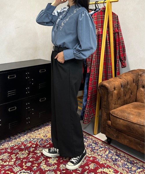 kutir（クティール）の「刺繍チャイナブラウス（シャツ/ブラウス・レディース・サックスブルー/オフホワイト/チャコールグレー・FREE）」の14枚目の写真