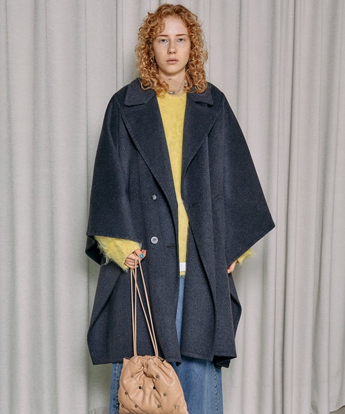 MAISON SPECIAL（メゾンスペシャル）の「Reversibule Sewing Poncho/リバーポンチョ【MAISON SPECIAL/メゾンスペシャル】（ポンチョ・レディース・ブラック/グレー/アイボリー・FREE）」の7枚目の写真