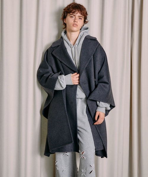 MAISON SPECIAL（メゾンスペシャル）の「Reversibule Sewing Poncho/リバーポンチョ【MAISON SPECIAL/メゾンスペシャル】（ポンチョ・レディース・ブラック/グレー/アイボリー・FREE）」の5枚目の写真