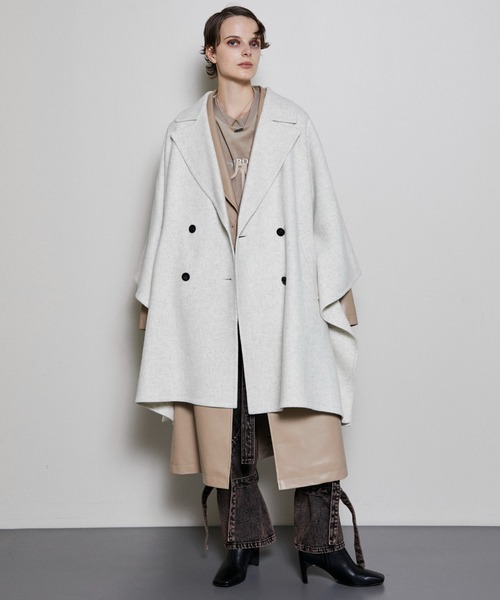 MAISON SPECIAL（メゾンスペシャル）の「Reversibule Sewing Poncho/リバーポンチョ【MAISON SPECIAL/メゾンスペシャル】（ポンチョ・レディース・ブラック/グレー/アイボリー・FREE）」の20枚目の写真