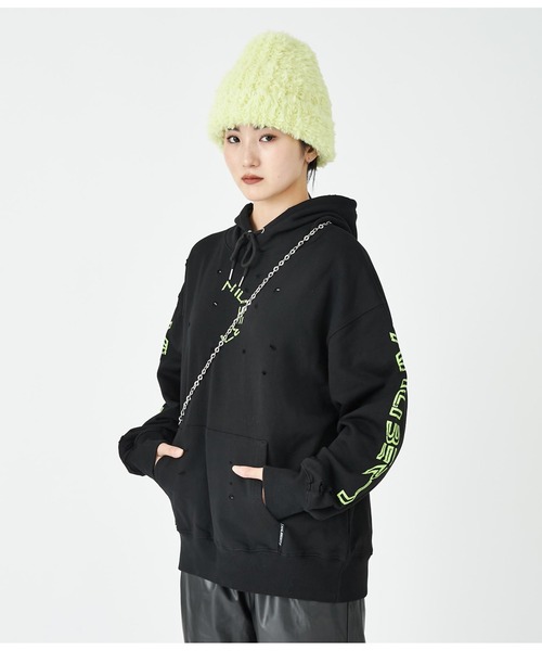 ANLIBERTY ANAP（アンリバティアナップ）の「ダメージロゴフーディー（パーカー・レディース・グレー/ブラック/ブルー・M/S）」の4枚目の写真
