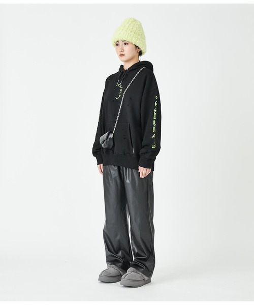 ANLIBERTY ANAP（アンリバティアナップ）の「ダメージロゴフーディー（パーカー・レディース・グレー/ブラック/ブルー・M/S）」の6枚目の写真