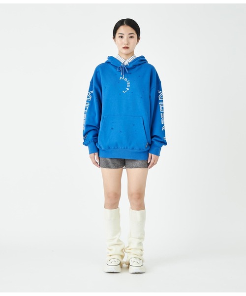 ANLIBERTY ANAP（アンリバティアナップ）の「ダメージロゴフーディー（パーカー・レディース・グレー/ブラック/ブルー・M/S）」の12枚目の写真