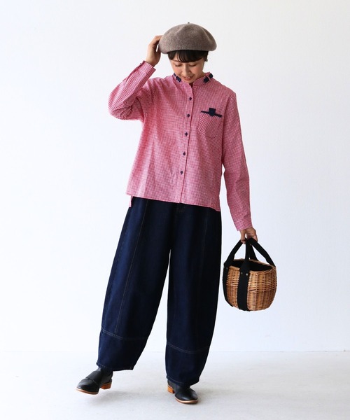 sanpo kuschel（サンポクシェル）の「カントリーなデニム添えワークシャツ（シャツ/ブラウス・レディース・レッド/ネイビー・FREE）」の18枚目の写真