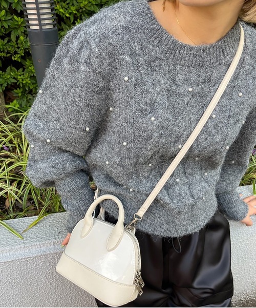 FREE'S MART(フリーズマート)の「◇パール付きケーブルショート丈ニット(ニット/セーター・レディース・ライトブルー/グレー/オフホワイト・FREE)」の17枚目の写真