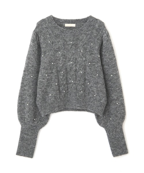 FREE'S MART(フリーズマート)の「◇パール付きケーブルショート丈ニット(ニット/セーター・レディース・ライトブルー/グレー/オフホワイト・FREE)」の8枚目の写真