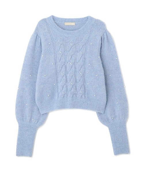 FREE'S MART(フリーズマート)の「◇パール付きケーブルショート丈ニット(ニット/セーター・レディース・ライトブルー/グレー/オフホワイト・FREE)」の12枚目の写真