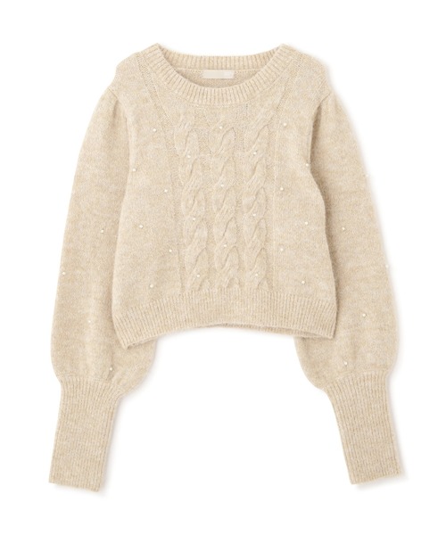 FREE'S MART(フリーズマート)の「◇パール付きケーブルショート丈ニット(ニット/セーター・レディース・ライトブルー/グレー/オフホワイト・FREE)」の10枚目の写真