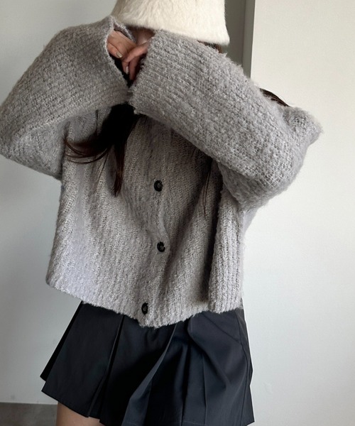 apres jour mignon(アプレジュールミニョン)の「ブークレークロップドカーディガン【ZOZOTOWN限定アイテム】(カーディガン/ボレロ・レディース・モカ/アイボリー/カーキ/グレー/ブルー・フリー/X-LARGE)」の3枚目の写真
