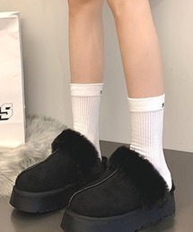 厚底ムートンスリッポン